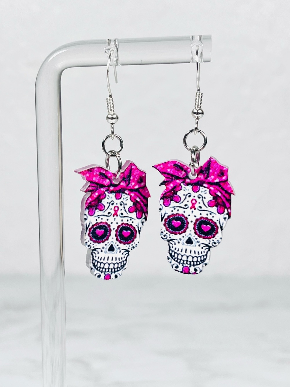 4/$20 Pink Skull Earrings